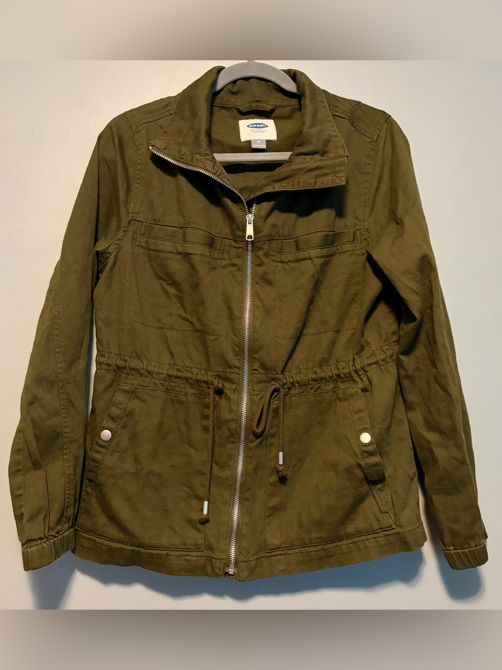 Old Navy Olive Green Utility Jacket with Drawstring Waist